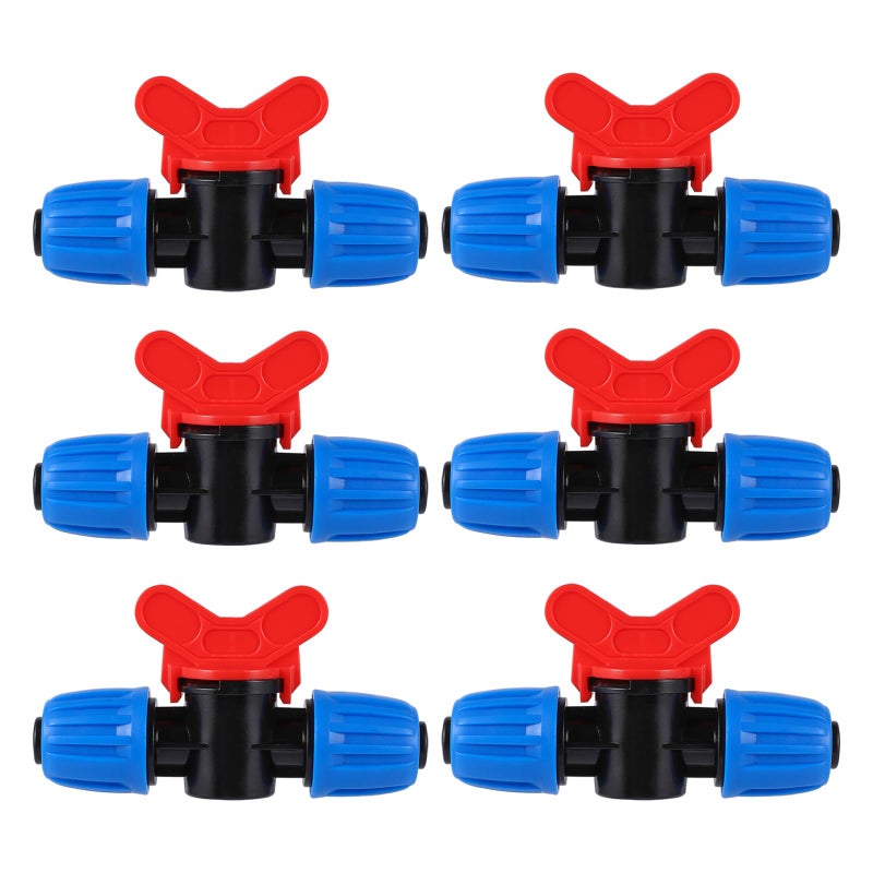 FULAIERGD 1/2 Tubing Drip Irrigation Switch Valve With Locked,Drip Irrigation Fittings For 1/2 Inch Irrigation Tubing(OD 0.620 in.ID is 0.520. in) Valve,(6 Pcs Blue) - Image 1